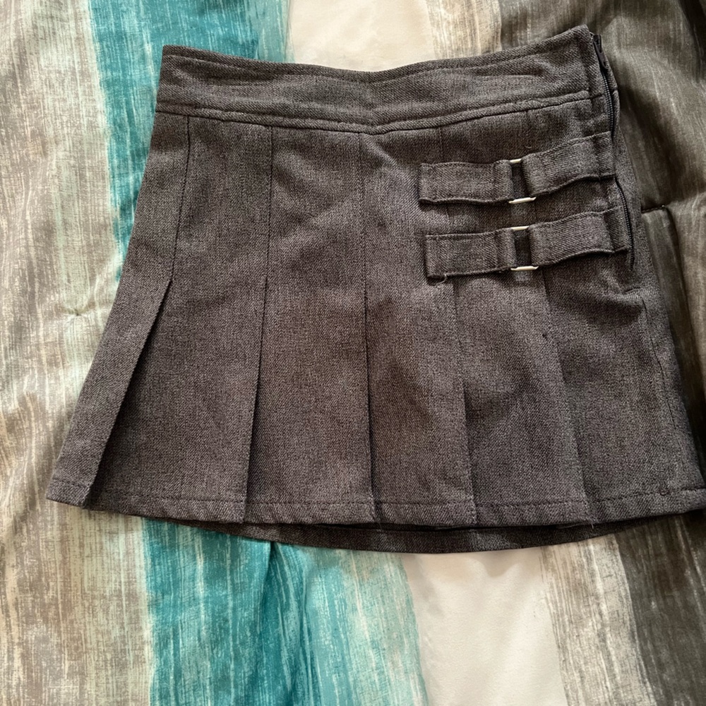 French Toast Charcoal Pleated Skirt